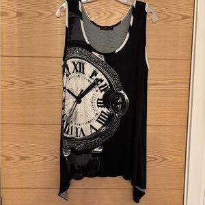 Australian HOT Sydney Black Sleeveless Top with Clock Design AU 14, US 12